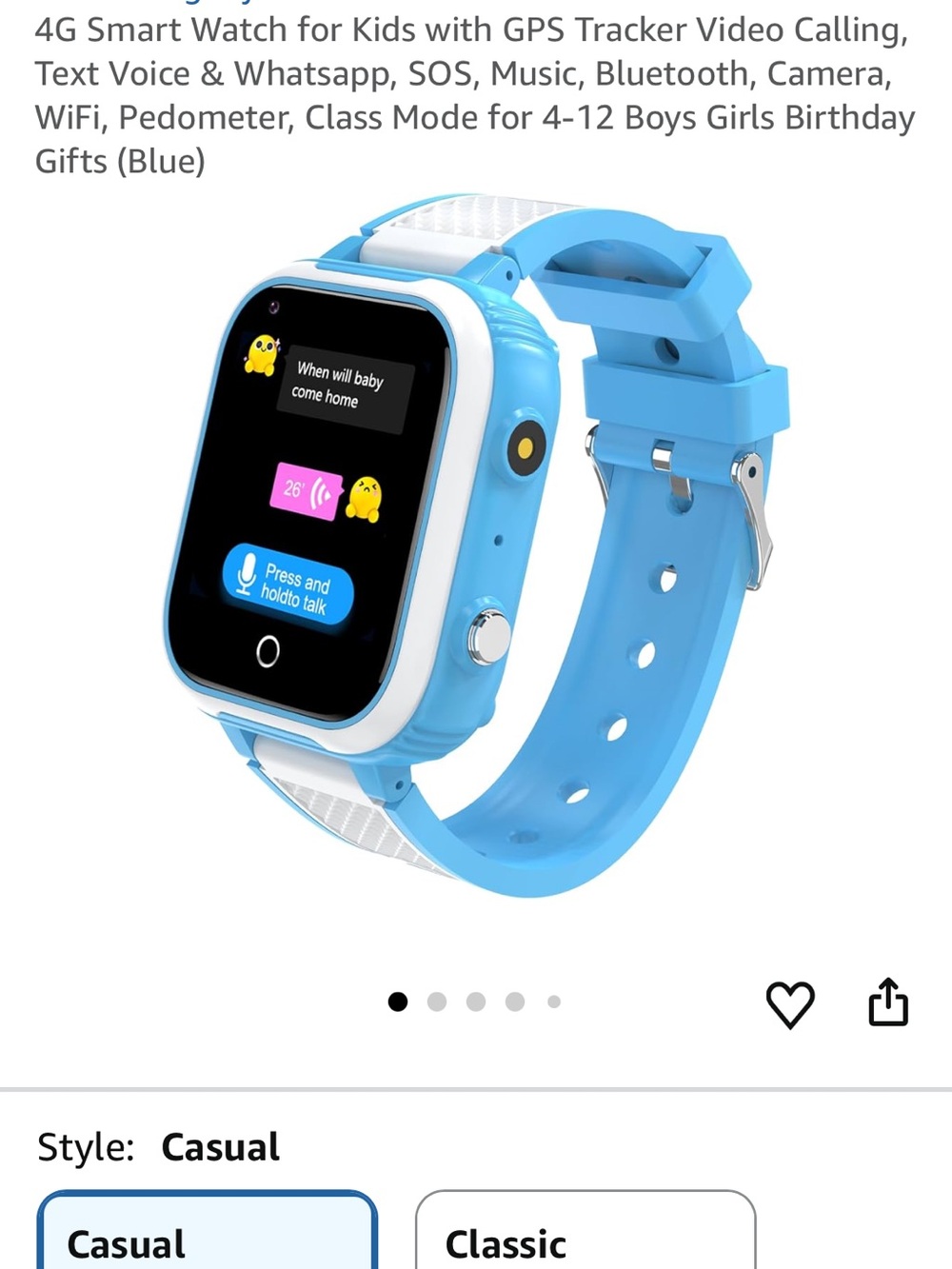 Kids 4G GPS Smartwatch with Video Calling & SOS - Blue